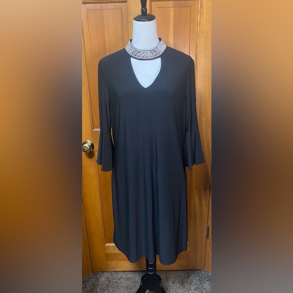 Cato Bell Sleeves Embellished Collar Knit Dress - Picture 2 of 6